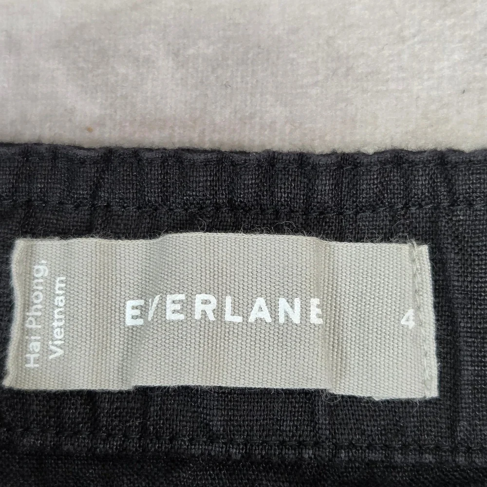 Everlane Womens Black 100% Linen Wide Leg Button Front Jumpsuit Jumper Size 4